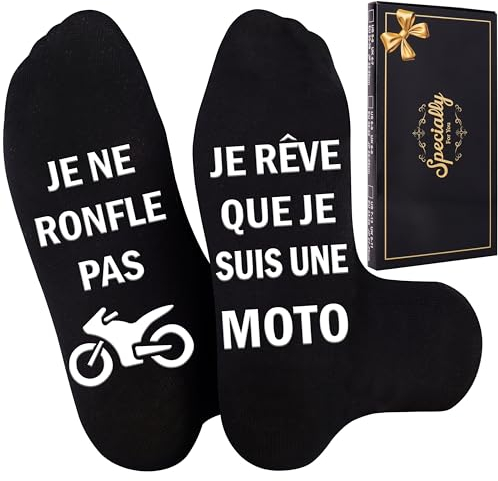 Merclix Chaussettes Homme 43-46 Rigolote Idee Cadeau Homme Original Utile Noel Anniversaire Fete des Peres Saint Valentin Cadeau Papa Papy Moto