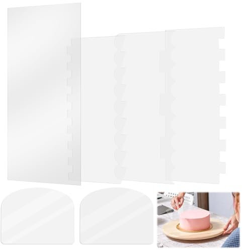 6 Pcs Raschietto per Torta Grande in Acrilico, Liscia Trasparente Spatola Torta Della Bordi, Raschietto per Crema Torta Seghettato, Tarocco per Impasti Spatola per Dolci, Decorazione Pettini di Torte
