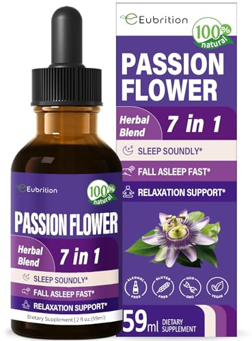Eubrition Passion Flower Extract Tincture for Sleep Support, Natural Herbal Formula with Valerian Root Chamomile Extract Support Sleep Soundly & Relaxation. High Bioavailability Supplement.2oz