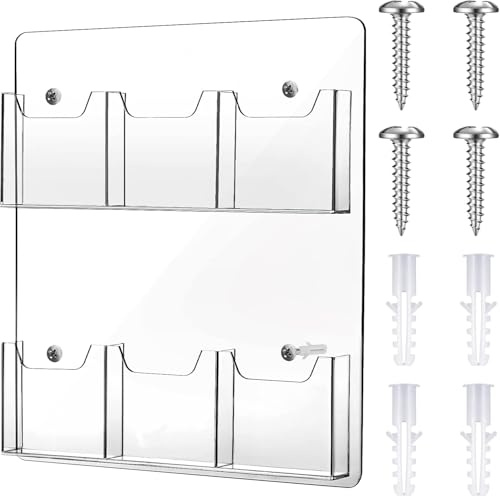 Keweni Acryl Prospektständer Tribüne,Broschüre Display Stand Business Multi Slot Broschüre Rack klar Acryl Wand Tasche für Flyer Literatur Menü werben (6 pockets)
