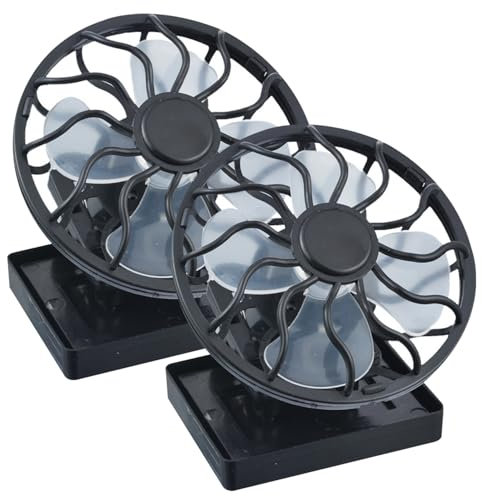 KDAMGOQE Clip On Fan Clip On Fan for Cap 2Pcs Round Shape Solar Powered Fan Mini Energy-saving Hat Fan with 4 Vane 2V 0.2W Multipurpose Portable Fan for Outdoor Activities