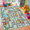 Capslpad Kinder Teppich 150x200cm rutschfest Pastellblau Kinder Spielteppich Waschbar Stadt Straße Kinderteppich Kurzflor Spielmatte Pädagogischer Spielteppich für Mädchen Kinderzimmer Spielzimmer