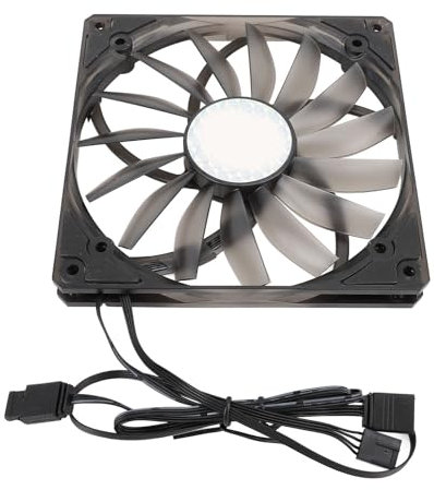 140mm RGB Fan, 140mm Case Fan 15mm MFDB Dynamic Pressure Bearing PWM Temperature Control Support 140mm PWM ARGB Fan Thin 5V ARGB Motherboard Sync Fan Speed 300‑1100RPM (Black)