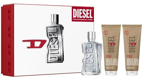 DIESEL D By Diesel - Coffret Cadeau Pour Homme - Eau de Toilette 100 ml + 2 Gels Douche Frais et Énergisants 75 ml - Fougère Ambrée - Gingembre, Accord Coton Denim et Vanille - Tenue Longue Durée