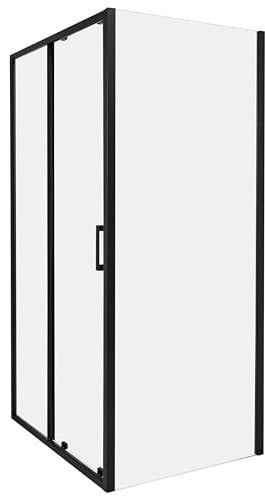 Cabina de ducha vidrio templado una puerta negro 80 x 100 x 185 cm Yoro