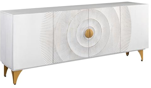 Sideboard GOLDEN SUNSET - 180cm - gold - Mangoholz mit Stauraum | Soft Close, handgefertigtes Unikat, montiert geliefert, großzügige Ausführung, modernes Design