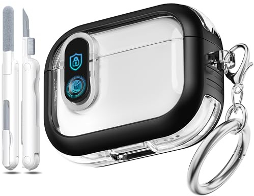 MHYALUDO for Airpods Pro 2nd Generation Case with Secure Lock, Compatible with Airpods Pro Case 2nd/1st Gen, Clear TPU Transparent Military Grade Shockproof Cover. Black