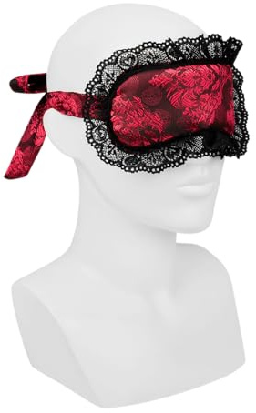 EIS, BDSM, Mondage, Maske, Gepolsterte Augenmaske mit Rüschen, zum Binden, blickdicht, enganliegend, edles Design