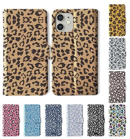 Tirita Wallet Phone Case for iPhone 16 With Card Holder – Vegan Leather Flip Case/Cover for Women [01. Leopard Print]