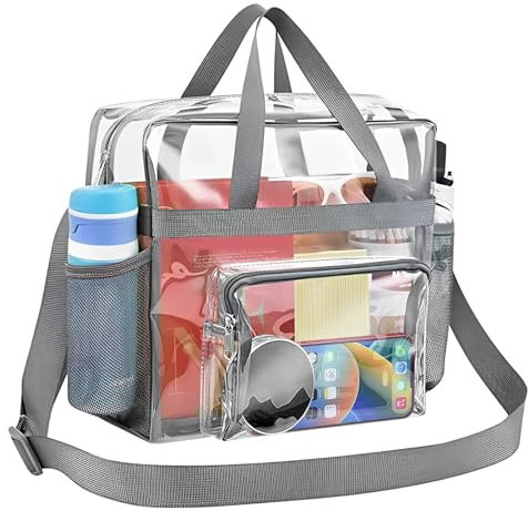 Jortmrd Durchsichtige Taschen PVC Tasche Transparente Tragetasche Durchsichtige Tasche Bibliothek Clear Bag Stadium Approved Durchsichtig Handtasche für Arbeit (30x30x15cm)
