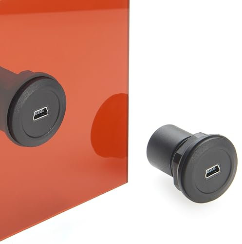 Plinkwirekb Adaptador mini USB de montaje en panel redondo hembra a hembra, mini USB de alimentación a través de mamparo, conector de enchufe (1 unidad)