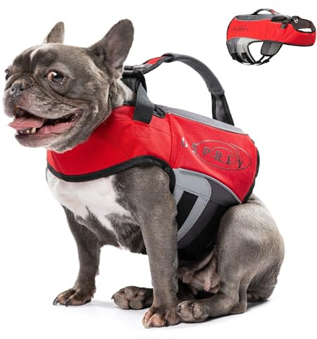 Osprey Dog Life Jacket, Buoyancy Aid for Dogs, Swim Safety, Red, XXS