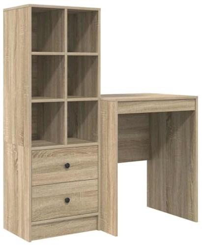vidaXL Sonoma Oak Chipboard Desk with Storage Space