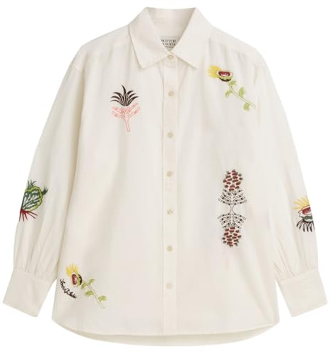 Scotch & Soda Damen Embroidered Girlfriend Shirt Hemd (1er Pack)
