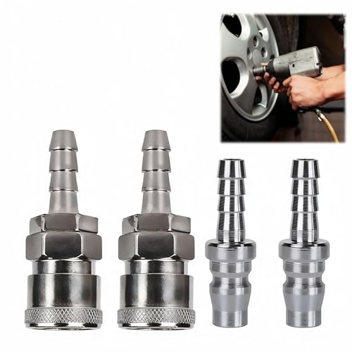 8 mm Raccord Rapide pour Air Comprimé - Kit de Connecteurs Pneumatiques en Alliage de Zinc, Comprenant 4 Embouts Mâles et Femelles, Évitez les Fuites d’Air, Compatible pour Compresseurs