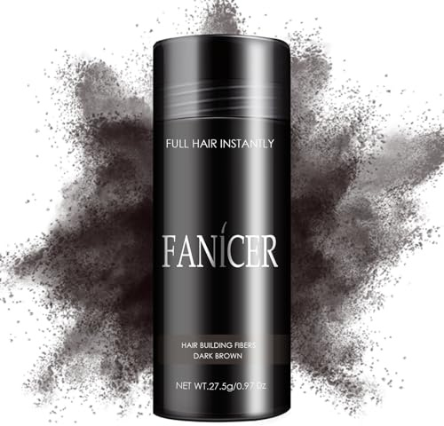 27.5g Hair Fiber Powder,Haarpuder für Männer und Frauen,Hair Fiber lassen Sie das Haar in Sekunden dicker,für einen authentischen Look,ideal zum Haaransatz kaschieren(Dunkelbraun)