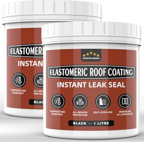 Caucho líquido impermeabilizante 2 L negro – membrana elástica sin imprimación para tejados, revestimiento impermeable para terrazas, canalones, hormigón, madera y metal