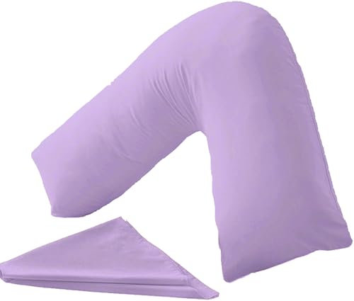 Comfy Nights Orthopedic V Shape Pillow Extra Support For Head, Neck & Back with Free Cover - Lilac