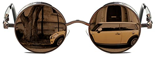 ROCKNIGHT Gothic Steampunk Runde Sonnenbrille für Herren Damen Polarisierter UV-Schutz Metallrahmen