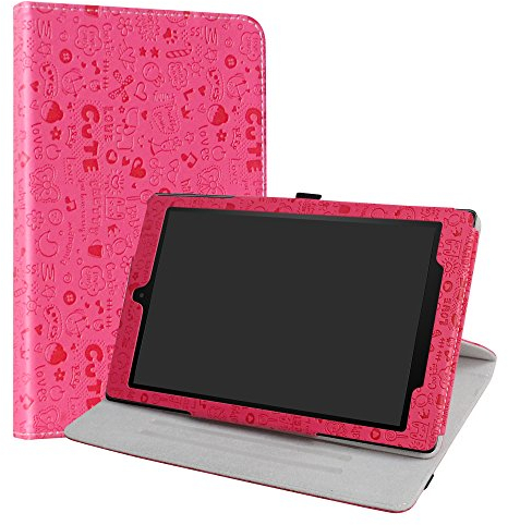 LiuShan per Amazon Fire HD 10 Rotante Custodia,360 Gradi di Rotazione Custodia in Pelle PU con Supporto Caso per Amazon Fire HD 10 Tablet(5th /7th /9th Generation 10.1 Pollici Tablet,Magenta