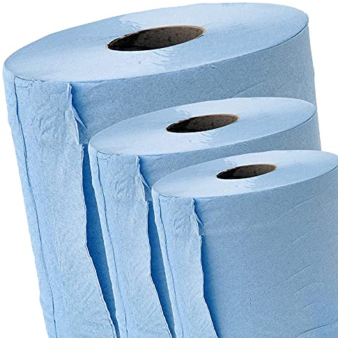 Pack of 12 Blue Centrefeed Rolls 2ply Paper Towels Embossed Wiper Cleaning Multipurpose Roll