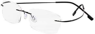 KoKoBin Randlose Lesebrille, superleicht, Titan, für Herren und Damen, Sonnenlesebrille (Schwarz, +2,0)