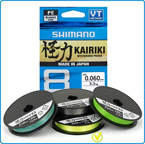 SHIMANO Kairiki 8, 300 Meter, Giallo, 0.200mm/17.1kg, Filo da Pesca Intrecciato, 59WPLA68R35