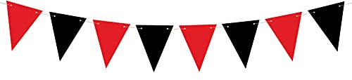 Mellilu Banner Wimpelkette Piraten, Schwarz Rot 15x130 cm Piratenparty Kindergeburtstag Piraten Deko