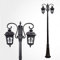 Schwarz Straßenlaterne 2-Flammig Wegeleuchten Aluguss und Glas Kandelaber Hoflampe Garten-Laterne Vintage E27 Außenleuchte 230CM Rasen-Lampe