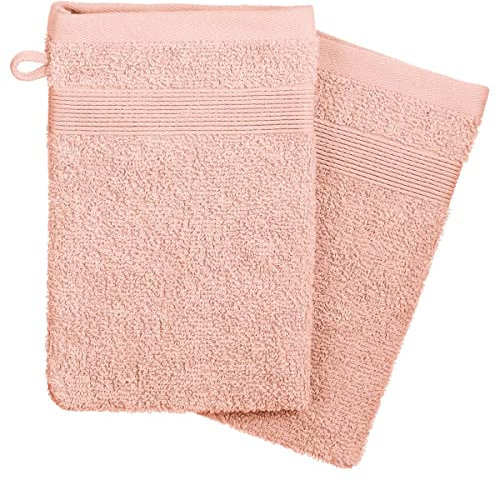 Atmosphera - Lot de 2 Gants de Toilette - Coton 450 GR/m² - Rose 15x21 cm