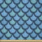 ABAKUHAUS Fischschuppen Stoff als Meterware, Wassertropfens Kreise, Microfaser Stoff für Dekoratives Basteln, 1M (230x100cm), Blau und Türkis