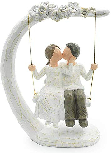 Aoneky Harz Paar Statuette - Geschenk zum Jubiläum Hochzeit - Dekorative Statue für Haus Schlafzimmer Büro (Weiß)