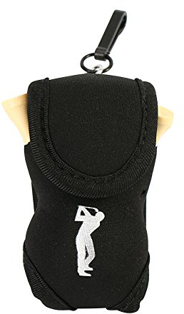 Dilwe VGEBY1 Golfball Tasche Tee Halter, Golfball Halterung Bag Mini Golfball Tasche Pouch Golfzubehör Mit Tees (1 Golfballtasche + 2 Golfbälle + 4 Tees)(Schwarz)