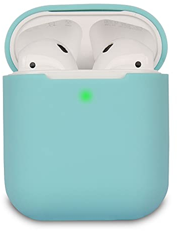 KOKOKA Schutzhülle Hülle Kompatibel mit AirPods 2, Silikon Schutzhülle Hülle für AirPods 2, LED an der Frontseite Sichtbar, Mint Green