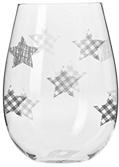 Lot de 6 verres avec décor étoiles de Noël argentées - 50 cl