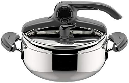 Lagostina Mia Lagoeasy'UP Autocuiseur 3,5 L en Acier Inoxydable 18/10 Ø 22 cm, Casserole Induction et à Gaz, Couvercle à Ouverture Facile, Fond 3 Couches Irradial Plus, Lavable au Lave-Vaisselle