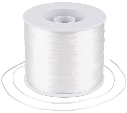 Craftdady Filo elastico per perline da 500 m, 0,3 mm, in fibra elastica, colore bianco, con bobina, per la creazione di gioielli