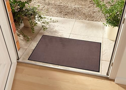 Hanse Home Waschbare In- & Outdoor Fußmatte Uni einfarbig Fußabtreter Schmutzfangmatte Türmatte Schmutzfänger Eingangsteppich Anti-Rutsch Größen, 40x60 cm, Braun