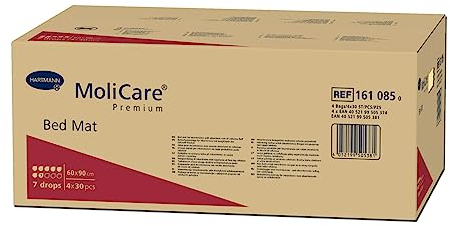 MoliCare Premium Bed Mat 7 Tropfen: Bettschutzeinlage mit saugfähigem Kern aus Zellstoff-Flocken, 60x90 cm, 4x30 Stück