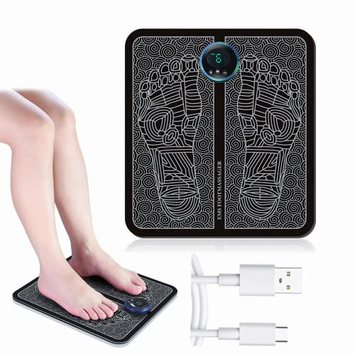 Bilinli Masseur de Pieds EMS, 8 Modes, Portable à Batterie/Rechargeable, Réduction de la Fatigue, Favorisant la Circulation de Sang, Pour Femmes et Hommes