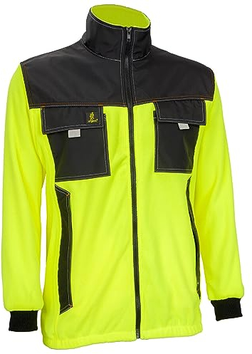 Safety 1st Urgent URG-Y Polar Fleecejacke Professionelle Warnjacke schützende fleeceisolierte 300g/m2 Schutzjacke Mantel Taschen Herren Jacke Arbeitsjacke EN340 Gelb mit Schwarz (XL)