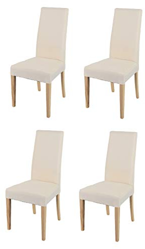 t m c s Tommychairs - 4er Set Moderne Stühle Chiara für Küche und Esszimmer, robuste Struktur aus lackiertem Buchenholz Farbe Naturfarben, gepolstert und mit Stoff in der Farbe Elfenbein bezogen