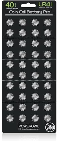 POWEROWL 40 x LR41 Batteries, High Capacity AG3 L736 392 384 192 Battery 1.5V Button Coin Cell Batteries