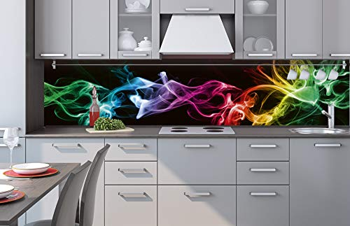 Dimex Küchenrückwand Verbundplatte SCHWARZER Rauch 240 x 60 cm | Spritzschutz Küche für Herd Spüle | Premium Qualität, Acrylglas - Plexiglas, Stärke 5 mm - Made in EU | Inklusive Kleber