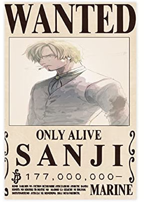 Style1 Leinwand-Poster, Motiv Wanted Sanji, 20 x 30 cm