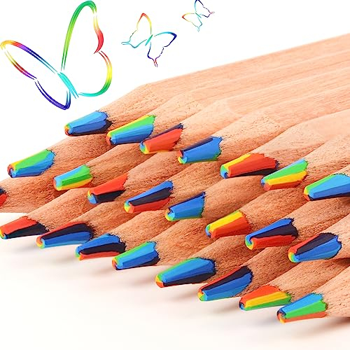 ThEast 10 Stück Regenbogen Buntstifte, 7 Farben in 1 Bleistifte für Kinder, zum Zeichnen von Buntstiften, zum Zeichnen von Schreibwaren, Bulk, vorgespitzt, einfache Boxverpackung