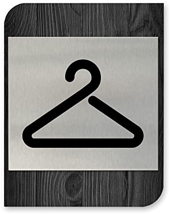 Business-Schild Garderobe modernes Schild aus Holz & Alu für Innenräume Holzoptik 14 x 18 cm ideal für Büro Schule Universität Made in Germany (E Schwarz)