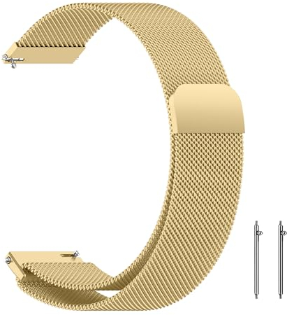 ZoRoll Bracelet 18mm Compatible avec Garmin Forerunner 265S/255S Music/Vivoactive 4S/Vivomove 3S, Inoxydable Metal Sangle de Remplacement magnétique Compatible avec Garmin Venu 2S/Move 3S - Or Rose