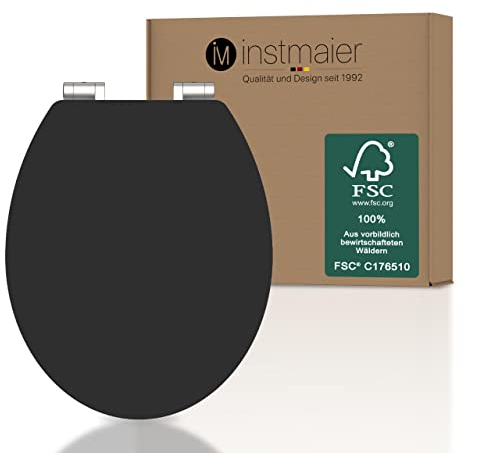 instmaier WC Sitz schwarz matt | Toilettensitz mit Absenkautomatik | Klodeckel aus MDF-Holz | geprüft nachhaltig mit FSC-Zertifizierung | Pflegeleichte Toilettenbrille