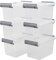 Hespama 6 Pack 3 L Small Storage Boxes with Lids, Clear Lidded Storage Box, Plastic Latching Container Box with Handle